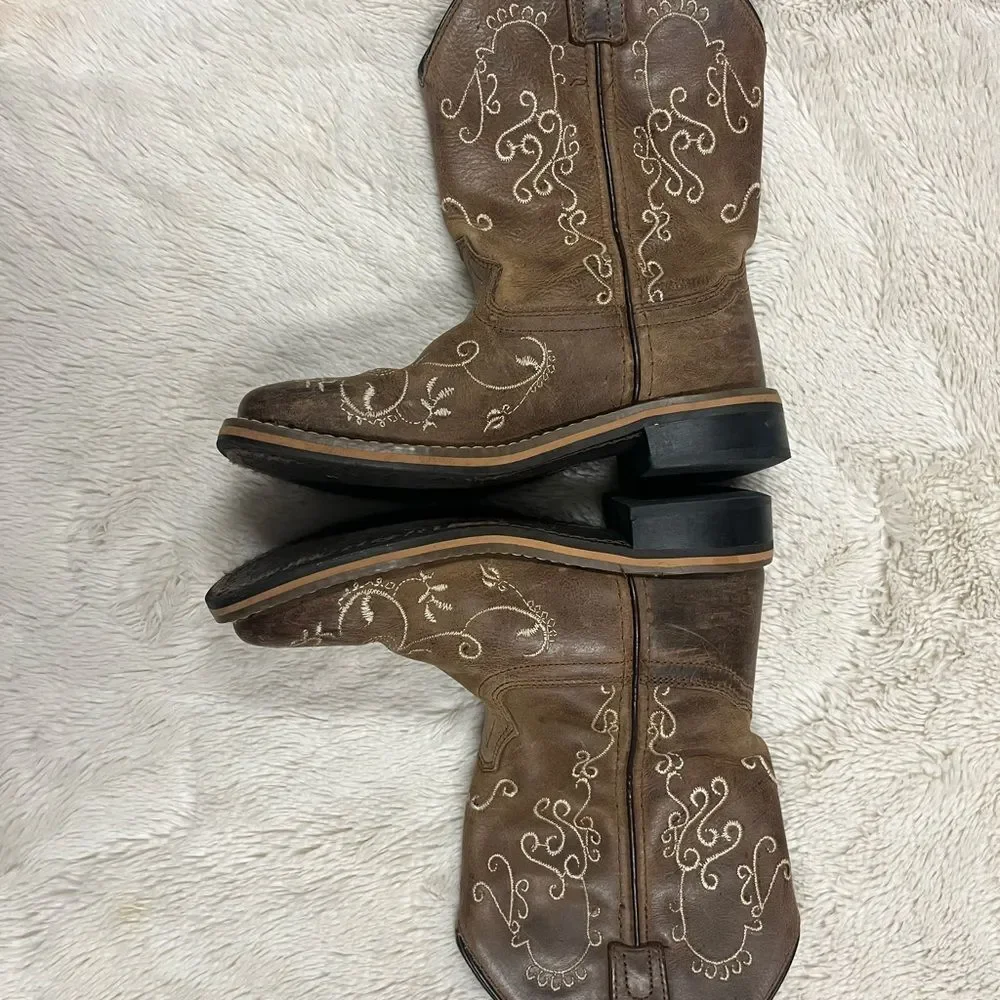 SMOKEY MOUNTAIN BOOTS /youth✨12.5regular✨Embroidered Brown Cowboy Boots. Unisex